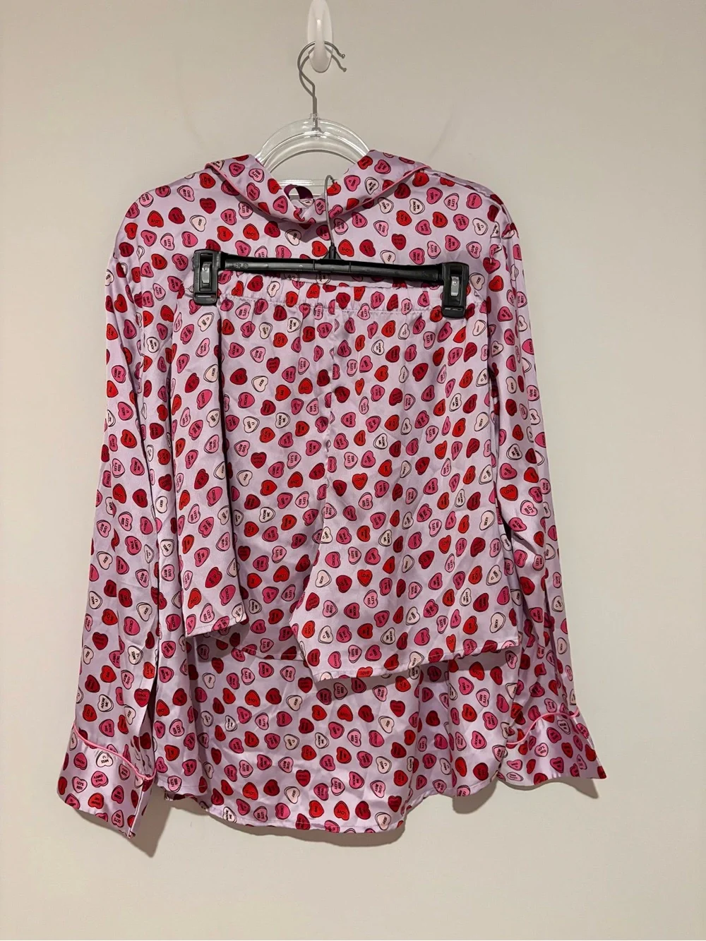 Adore Me Sammi Candy Heart Print Pajama Set Pink size XL